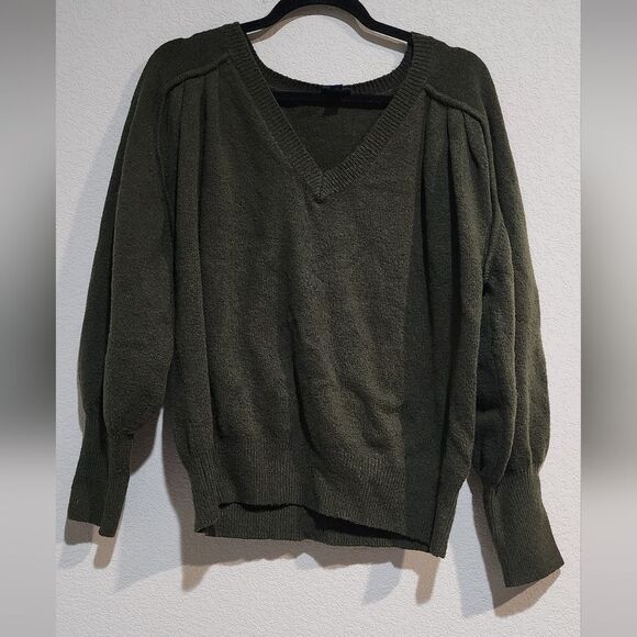 Scoop Olive Green Cozy Green Ballon Sleeves Sweater Size L - Picture 1 of 9